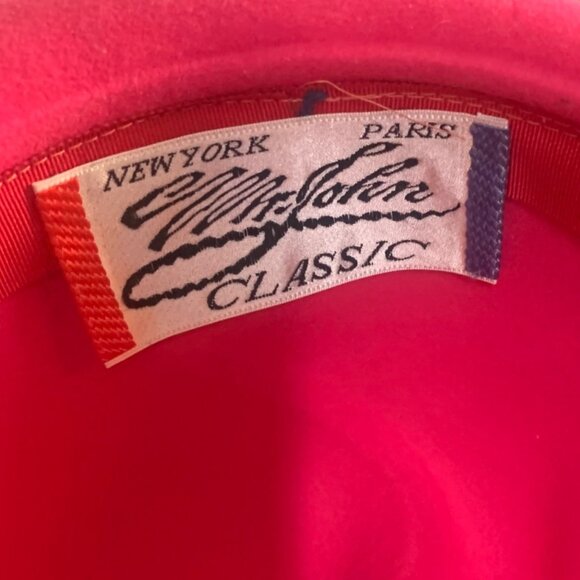 VTG Excello Hot Pink Wool Fedora Bowler Hat w/ Feather USA Bollman Mr. John - Picture 6 of 9